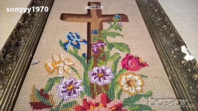 Картина гоблен 43/28см-златиста рамка без стъкло, снимка 8 - Гоблени - 13835130