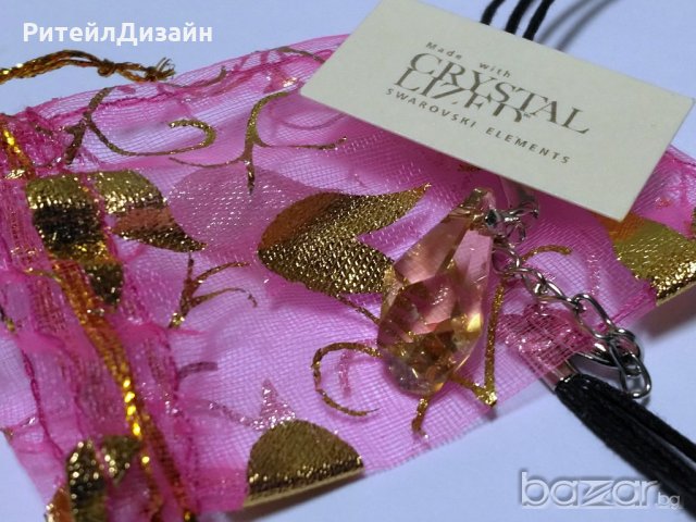 Колие SWAROVSKI - Капка Златна сянка, снимка 3 - Колиета, медальони, синджири - 20603895