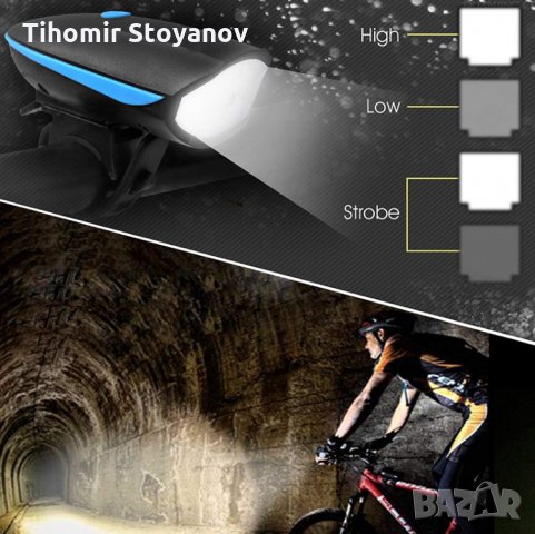 Фар и сирена 2в1 за колело велосипед USB зареждане Лед Фар за колоездене водоустойчив, снимка 6 - Аксесоари за велосипеди - 24867793