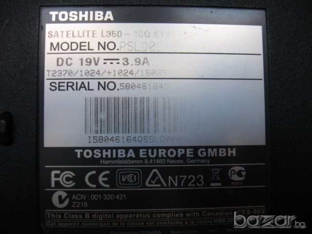 Лаптоп toshiba L350-100 на части, снимка 9 - Части за лаптопи - 6025581