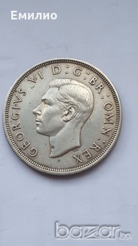 UK. ONE CROWN SILVER 1937 AU-UNC, снимка 4 - Нумизматика и бонистика - 21283711