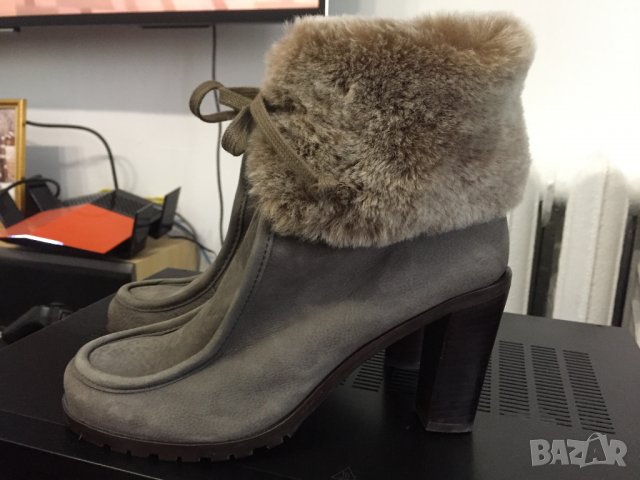 Дизайнерски кожени ботуши Filippa K Lauren Fur Bootie, снимка 3 - Дамски ботуши - 23799816