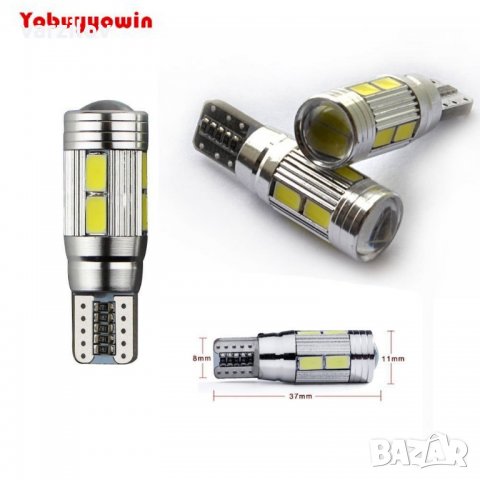 T10 LED CANBUS габарити Т10 ЛЕД крушки автомобилни 5630 10 SMD бели, снимка 5 - Аксесоари и консумативи - 22993860