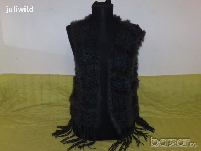 Елек SOYACONCEPT плетен с естествена кожа с косъм заек,намален