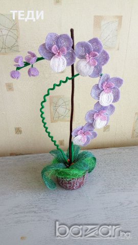 Орхидея от мъниста, снимка 12 - Декорация за дома - 16986339
