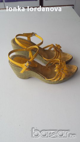 Жълти сандали на платформа, номер 39, снимка 1