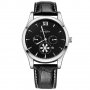 Duoya мъжки стилен часовник с кожена каишка черен дата класика, снимка 1 - Мъжки - 20694057
