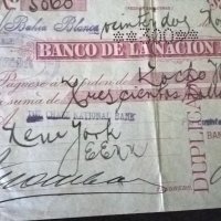Банков чек - Аржентина | 1926г., снимка 3 - Нумизматика и бонистика - 25233437