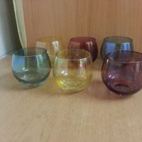 Ретро стъклени чаши цветно стъкло, снимка 6 - Антикварни и старинни предмети - 23868203