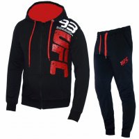 Спортен екип UFC 1299, черен с червено, памук и ликра, с качулка., снимка 1 - Спортни дрехи, екипи - 19595259