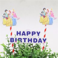 6 принцеси топер топери сламки рожден ден happy birthday украса за торта, снимка 1 - Други - 17797440