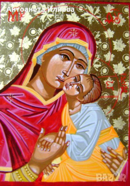Икона Св. Богородица -Умиление, снимка 1