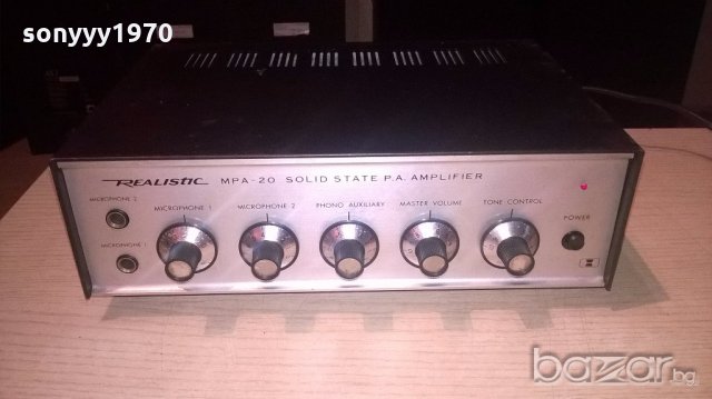 realistic mpa-20 solid state pa amplifier-внос швеицария, снимка 3 - Ресийвъри, усилватели, смесителни пултове - 19129150