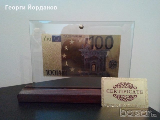 Сувенири 10 евро златни банкноти + сертфикат подарък, снимка 9 - Декорация за дома - 19322928