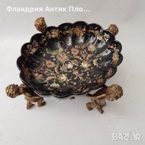 Черна фруктиера порцелан и бронз, снимка 3 - Декорация за дома - 21847412