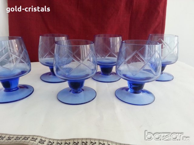 Стъклени чаши кобалт, снимка 5 - Антикварни и старинни предмети - 19293165