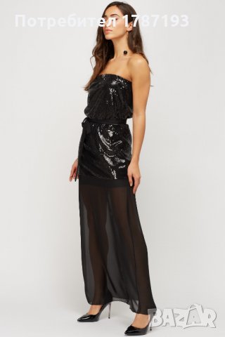 Нова черна рокля с пайети, снимка 2 - Рокли - 24153112