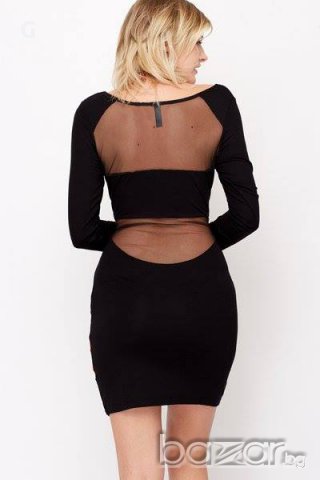 Шарена рокля с гръб от тюл, снимка 3 - Рокли - 16611867