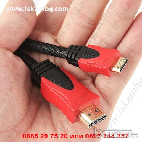 mini HDMI - HDMI кабел 1.8M 1080P V1.4, снимка 2 - Стойки, 3D очила, аксесоари - 12493752