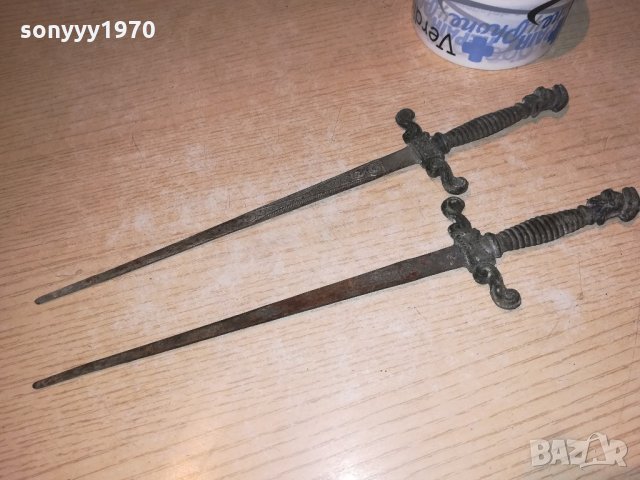 антики-31х7см-2бр ретро ножове-метал-внос швеицария, снимка 3 - Колекции - 21600216