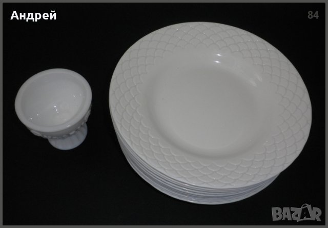 Комплект дълбоки и красиви чинии от аркопал + подарък, снимка 1 - Чинии - 23008374