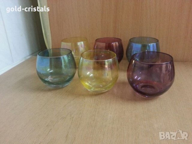 Ретро стъклени чаши цветно стъкло, снимка 6 - Антикварни и старинни предмети - 23868203