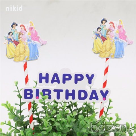 6 принцеси топер топери сламки рожден ден happy birthday украса за торта