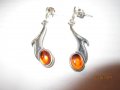 Сребърни обеци с кехлибар, снимка 3