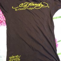 Мъжка тениска Ed Hardy by Christian Audigier tattoo print кафява S, снимка 3 - Тениски - 25986455