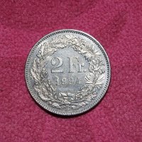 2 франка Швейцария 1994, снимка 2 - Нумизматика и бонистика - 19777819