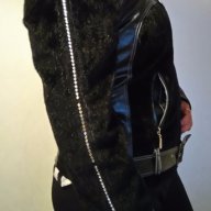 Черно кожено яке, снимка 3 - Якета - 14356824