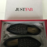 Кожени равни черни обувки с капси JustFab номер 36, снимка 3 - Дамски ежедневни обувки - 24569095