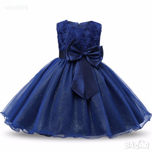 Детска рокля брокат нова тъмно синя размер  160, снимка 1