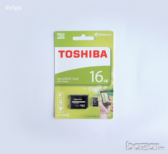 MicroSD карта памет клас 4 TOSHIBA с адаптер 16GB, снимка 1