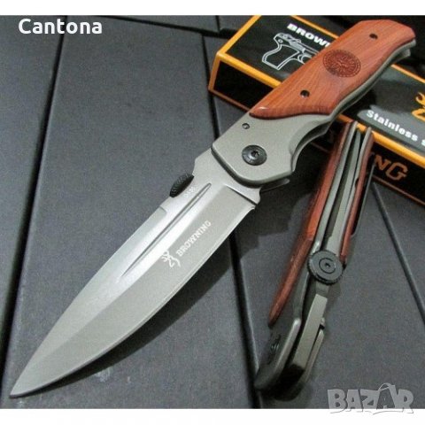 Сгъваем нож с дървени чирени и клипс за закачане на колан - Browning DA30 - 101 х 225