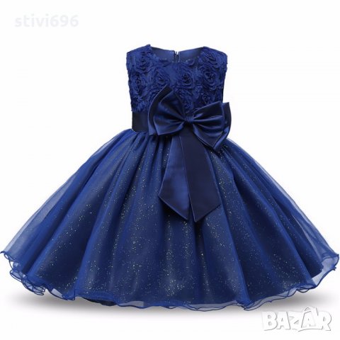 Детска рокля брокат нова тъмно синя размер  160, снимка 1 - Детски рокли и поли - 25819160