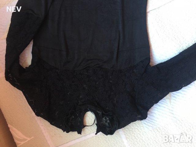 Дамска черна рокля с дантелени мотиви, снимка 3 - Рокли - 24575033
