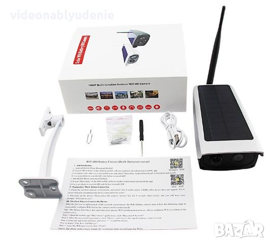 Метална Водоустойчива WiFi Соларна Камера FULL HD 1080P Вградена 7650mAh батерия Микрофон Карта Слот, снимка 8 - IP камери - 24856935