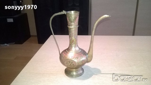 Ретро чаиник-мед/месинг-21х19х9см-внос швеицария, снимка 3 - Антикварни и старинни предмети - 18146453