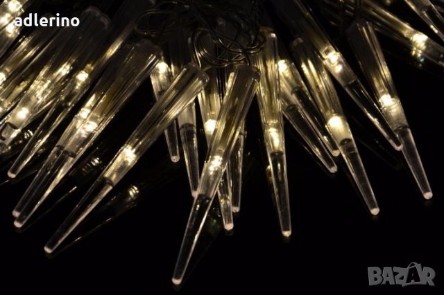 Зимна украса, ЛЕД гирлянда - Ледени висулки, коледна украса, с трафо, топло бяло, снимка 2 - Декорация за дома - 25043439