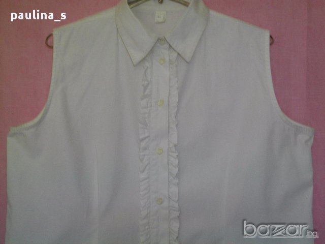 Два различни броя / Памучна риза без ръкави бяла и екрю / голям размер , снимка 3 - Ризи - 14243542