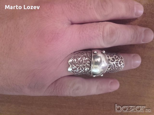 Мъжки сребърен пръстен с панта за става., снимка 5 - Пръстени - 16315922