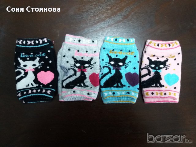 Ръкавици без пръсти с котета черно, сиво, синьо, розово, снимка 2 - Шапки - 17182319