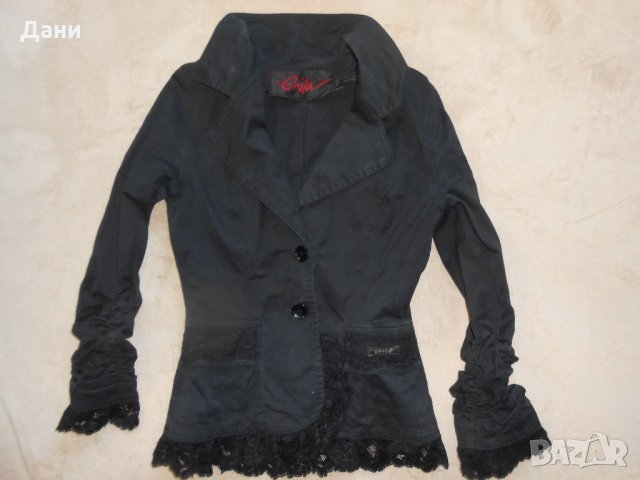 Дамско  черно сако с дантела Енита, снимка 9 - Сака - 23181031
