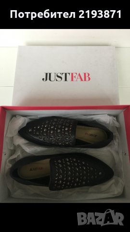 Кожени равни черни обувки с капси JustFab номер 36, снимка 3 - Дамски ежедневни обувки - 24569095