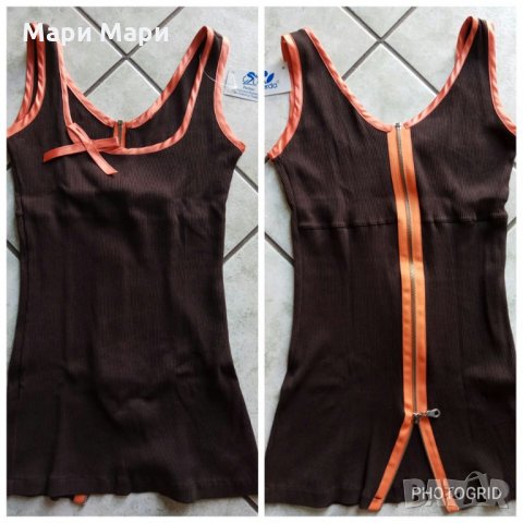 Кафяв потник с цип на гърба, снимка 2 - Потници - 25260627