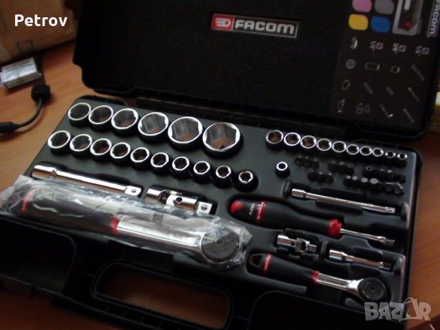 FACOM RS.161-2  - ТОП Profi Гедория 1/4 "+ 1/2" , 55 елемента , ЧИСТО НОВА , внос Германия, снимка 6 - Ключове - 26120780