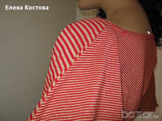 Блуза в червено/златно райе, снимка 5 - Блузи с дълъг ръкав и пуловери - 10589386