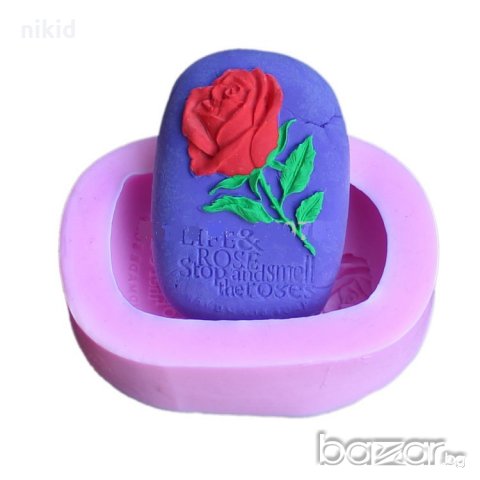 Life & Rose Роза с надпис дълбок силиконов молд калъп за сапун гипс отливки изделия