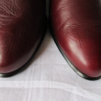 ЕСТЕСТВЕНА КОЖА италиански високи ботуши, цвят бордо, бохо стил, снимка 5 - Дамски ботуши - 20693878